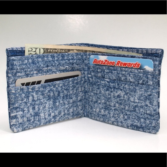 Wallet bifold vintage denim handmade unique - Picture 2 of 5